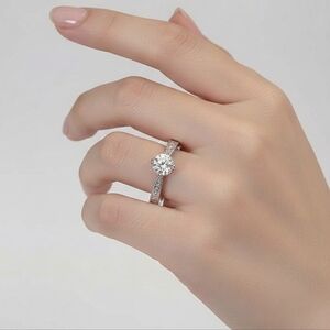 New 1 Carat Engraved 14 K Gold Plated Over Brass Moissanite Ring